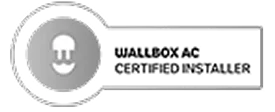 Logo Wallbox AC Certified Installer en noir et blanc